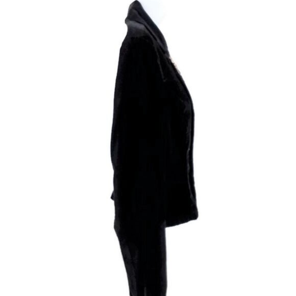 Bisou Bisou Black Small Wale Floral Embroidered Corduroy Jacket Womens Large - Picture 2 of 10